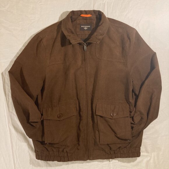 Dockers Men’s Brown Bomber Style Jacket – Size Large - Picture 1 of 11